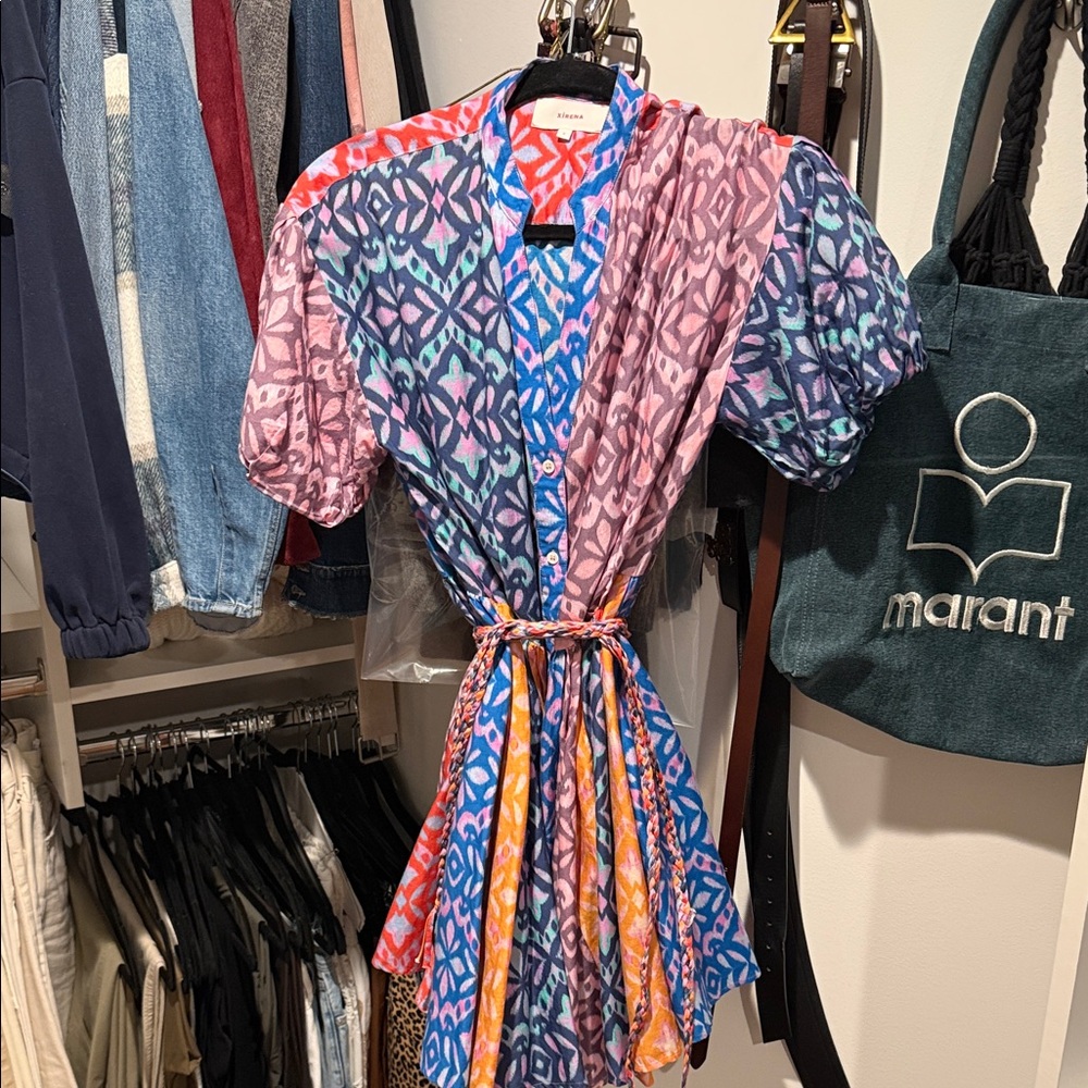 Xirena Multicolor Geometric Tie-Waist Dress